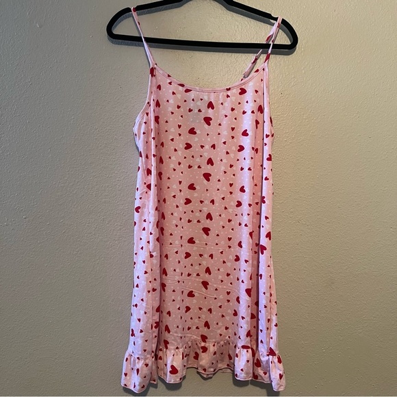 Rene' Rofe' Sleepwear Two pieces Hearts, Size Large Belted, Red, Pink - Picture 3 of 5